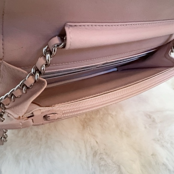 Chanel Pink Lambskin Classic Wallet on Chain - Picture 11 of 14
